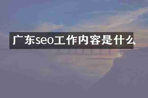 广东seo工作内容是什么