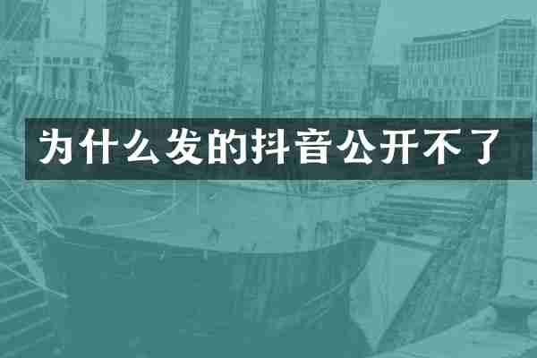 为什么发的抖音公开不了