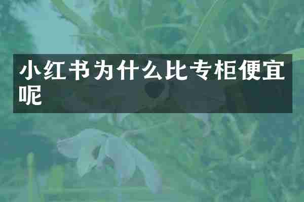小红书为什么比专柜便宜呢