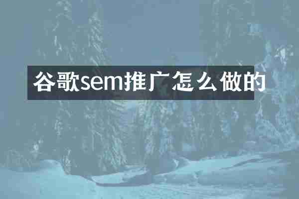 谷歌sem推广怎么做的