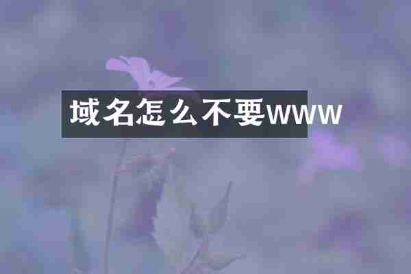 域名怎么不要www