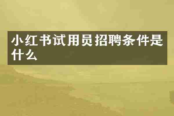 小红书试用员招聘条件是什么