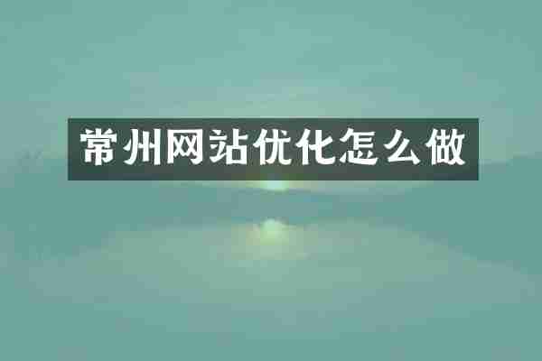 常州网站优化怎么做