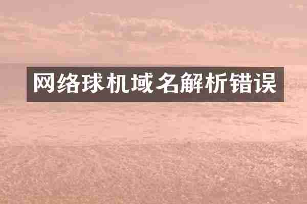 网络球机域名解析错误