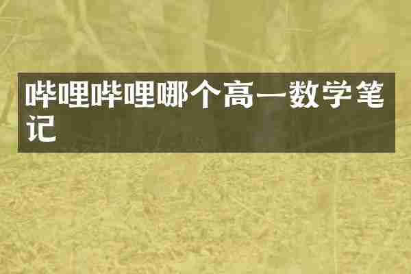 哔哩哔哩哪个高一数学笔记