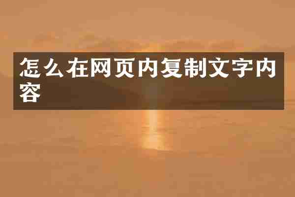 怎么在网页内复制文字内容