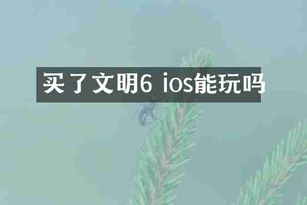 买了文明6 ios能玩吗