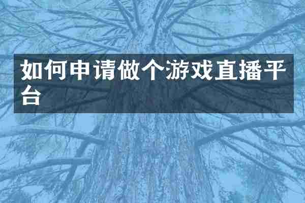 如何申请做个游戏直播平台