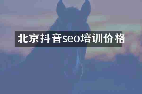 北京抖音seo培训价格