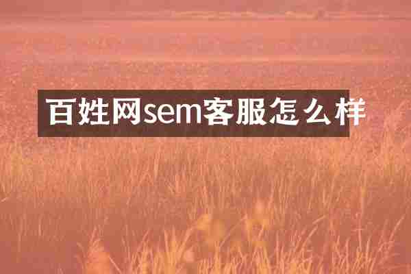 百姓网sem客服怎么样