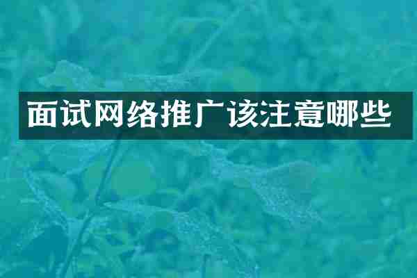 面试网络推广该注意哪些