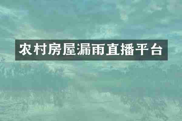 农村房屋漏雨直播平台