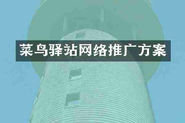 菜鸟驿站网络推广方案