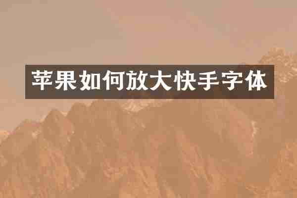 苹果如何放大快手字体