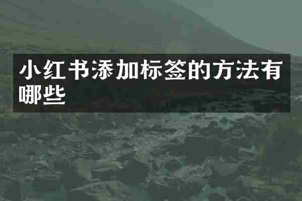 小红书添加标签的方法有哪些