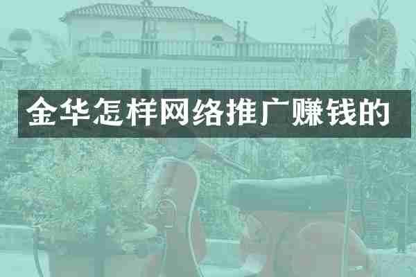 金华怎样网络推广赚钱的
