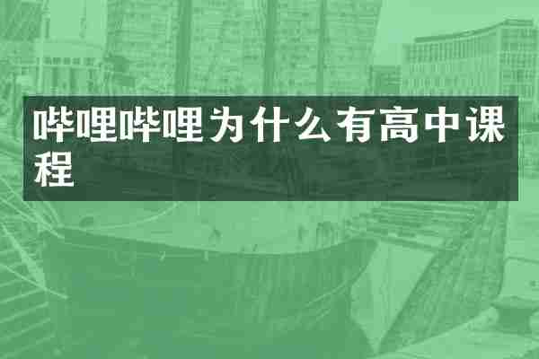 哔哩哔哩为什么有高中课程