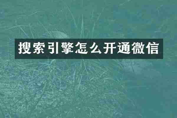 搜索引擎怎么开通微信
