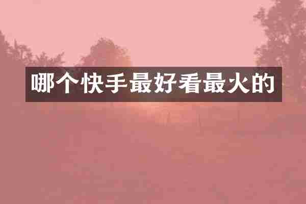 哪个快手最好看最火的