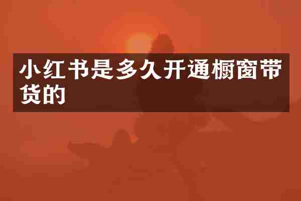 小红书是多久开通橱窗带货的