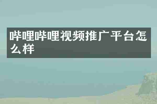 哔哩哔哩视频推广平台怎么样