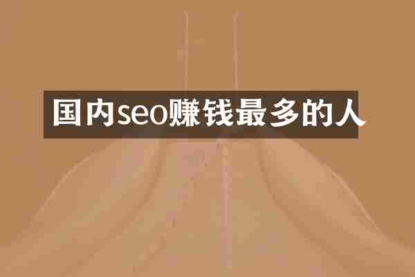 国内seo赚钱最多的人