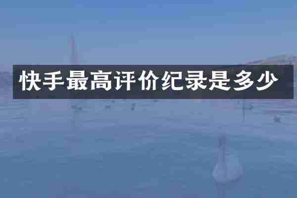 快手最高评价纪录是多少