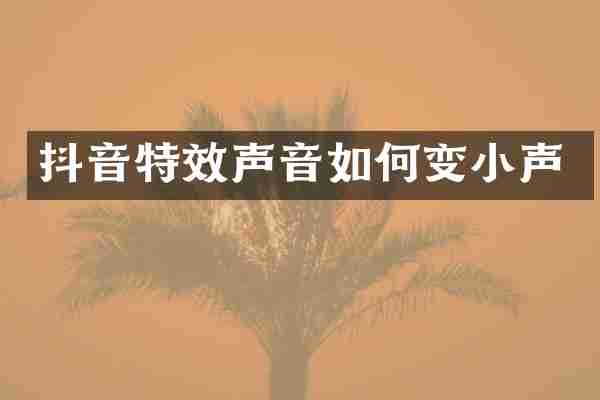 抖音特效声音如何变小声