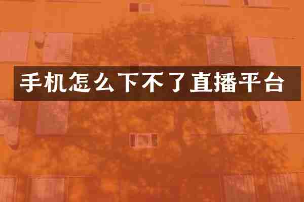 手机怎么下不了直播平台
