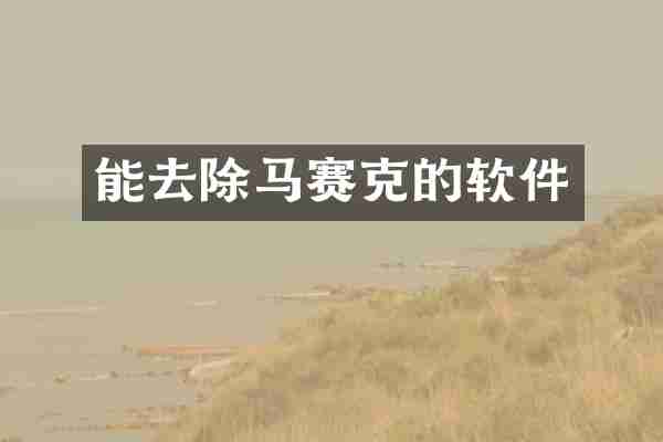 能去除马赛克的软件