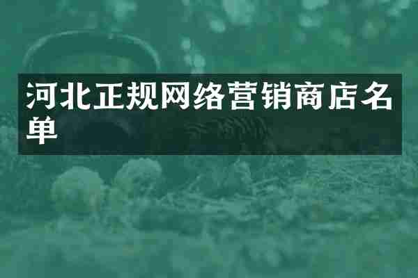 河北正规网络营销商店名单