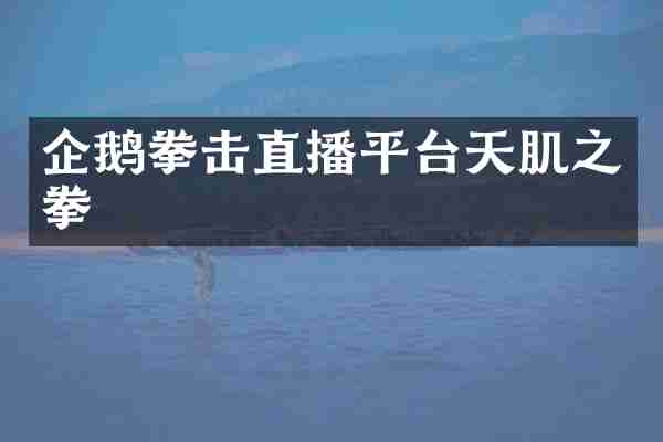 企鹅拳击直播平台天肌之拳