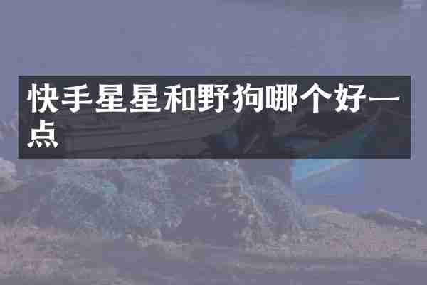 快手星星和野狗哪个好一点