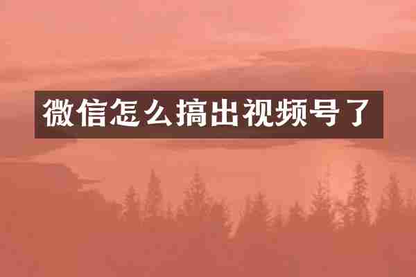 微信怎么搞出视频号了