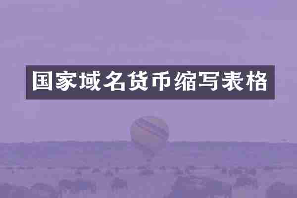 国家域名货币缩写表格