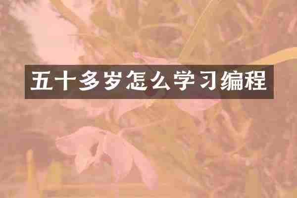 五十多岁怎么学习编程