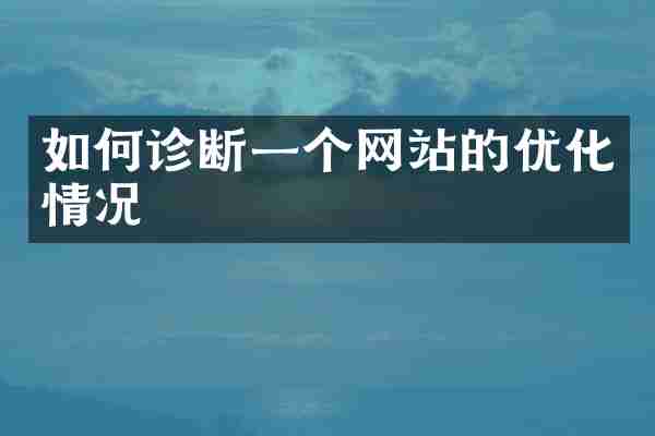 如何诊断一个网站的优化情况