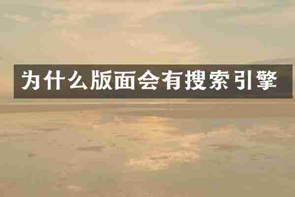 为什么版面会有搜索引擎