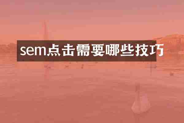 sem点击需要哪些技巧