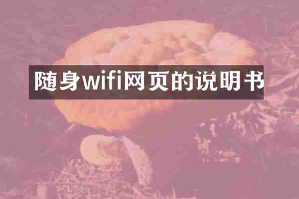 随身wifi网页的说明书