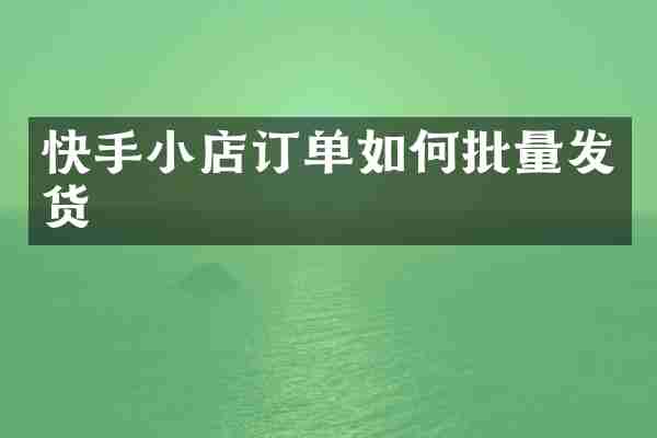 快手小店订单如何批量发货