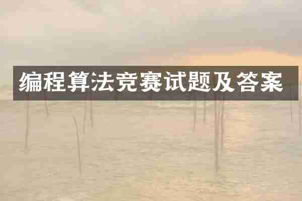 编程算法竞赛试题及答案