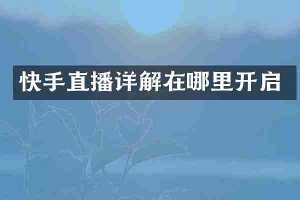 快手直播详解在哪里开启