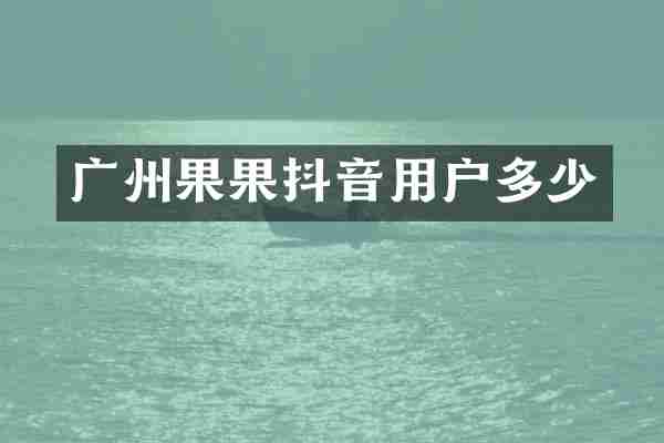 广州果果抖音用户多少