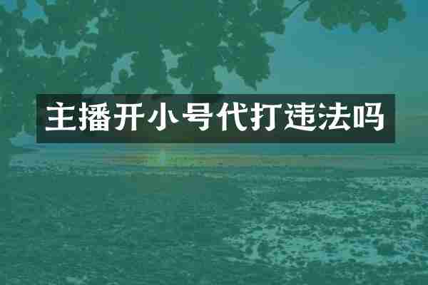 主播开小号代打违法吗