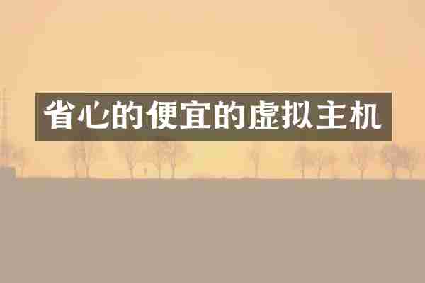 省心的便宜的虚拟主机