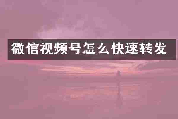 微信视频号怎么快速转发