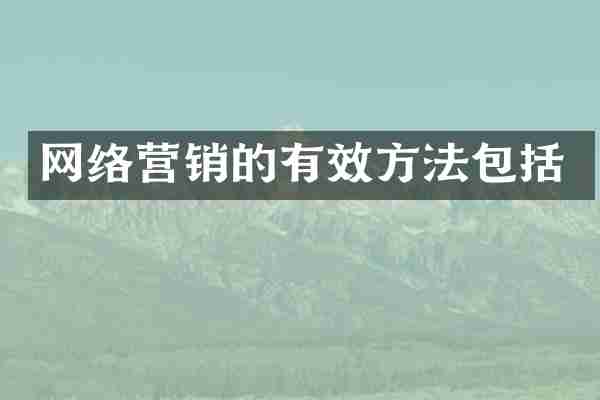 网络营销的有效方法包括