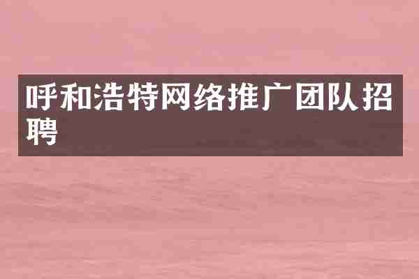 呼和浩特网络推广团队招聘