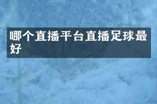 哪个直播平台直播足球最好